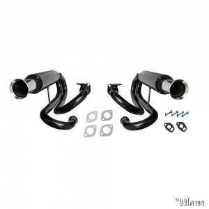 Double Baja muffler, upwards, black, mounting with heat exchanger as pair