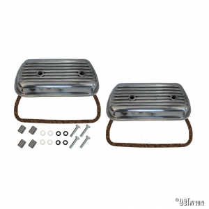 Aluminium valve cover with screws, mounting kit and rubbers, as pair