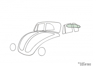 Rear window, beetle convertible, heated, green