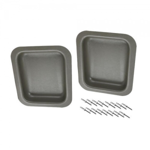 Front door box, grey plastic, pair